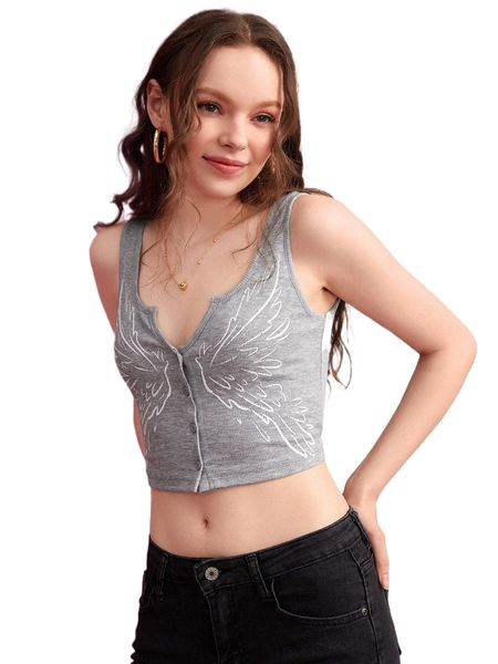 

x squid house wing print crop tank 12zc#, White
