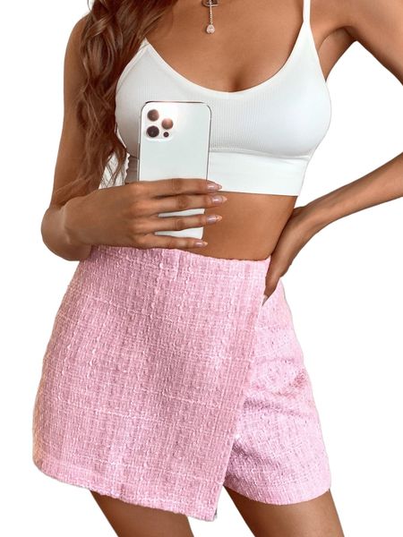 

tweed solid culotte shorts k2vj#, White;black