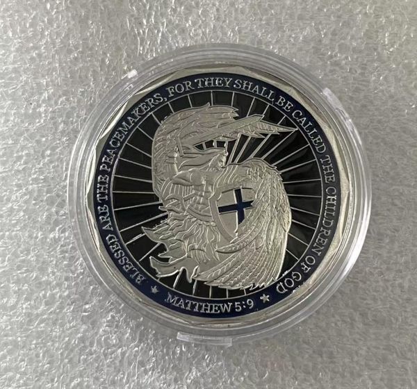 5 adet/grup Saint Michael Kolluk Mücadelesi Coin hediye Tanrı Polisi Korusun Dua Gümüş Kaplama Hatıra Coin.cx