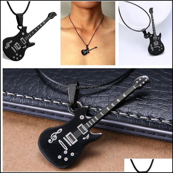 

pendant necklaces pendants jewelry fashion stainless steel guitar necklace for men punk women rope chain 8 styles dhbfr, Silver