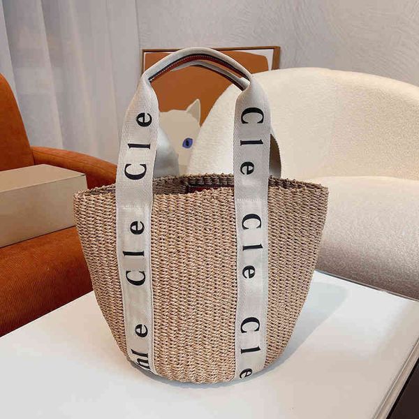 

summer woven tote bags women handbag vacation shoulder luxury designer bagss crossbody female bucket 220324