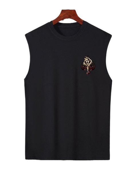 

men dice & playing card print tank w9n5#, White;black