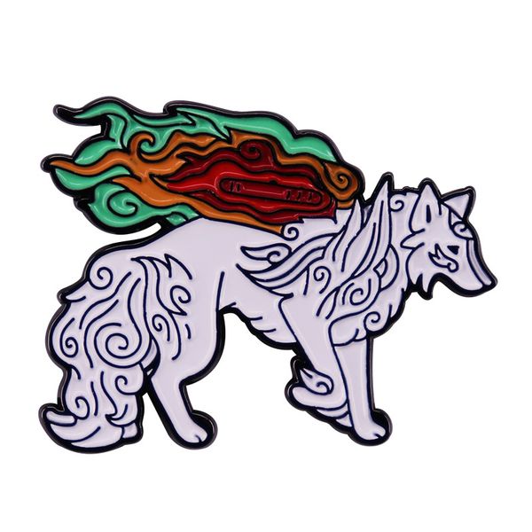 

okami amaterasu badge wolf god guardian pin popular adventure game jewelry, Blue