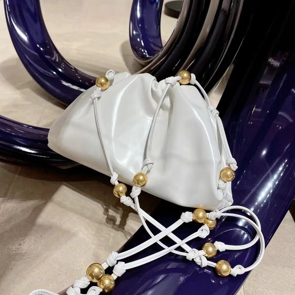 

fashion luxury pouch women clutch handbag designer beads shoulder bag cowhide lacquer leather 220726