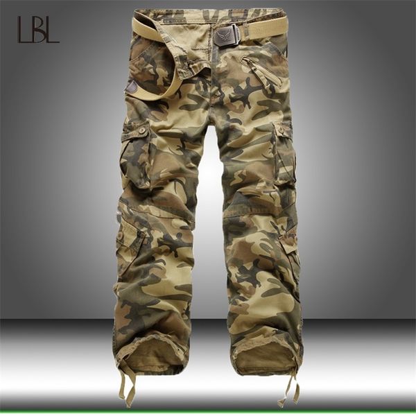 

tactical pants men military style camouflage many pocket pants men's camo jogger cotton trousers male outdoor streetwear 201126, Black