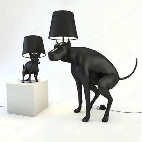 Stehlampen Einfache Kunst Harz Stoffbezug Großer Hund LED Lampe Wohnzimmer El Club Tier Kleiner schwarzer Tisch für E27Boden