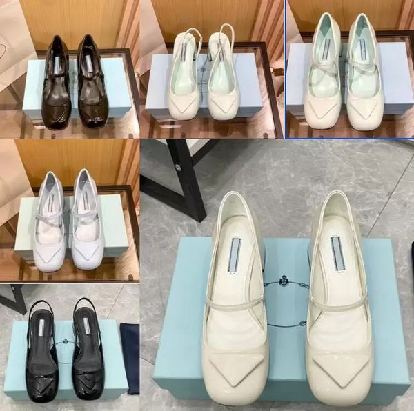 

2022 patent leather pumps designer luxury casual shoes black white low-heeled shoes spring autumn thick heels flat platform shoe party with