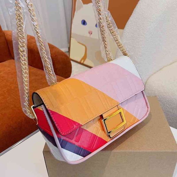

color flip baguette women shoulder bags handbag leather designer brand crossbody female three-dimensional printing purses 220415