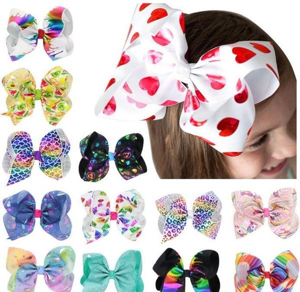 

baby girl children hair bow boutique grosgrain ribbon clip hairbow large bowknot pinwheel hairpins accessories, Slivery;white