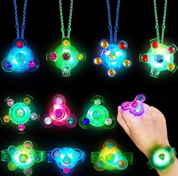 UPS Light Up Toy Party Favors LED Fidget Bracelet Colar Glow Rings Giroscópio Luzes de Finger Luzes de Néon Halloween Natal Goodie Bag Stuffers