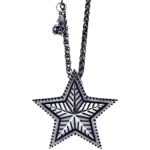 

fashion pentagram titanium steel pendant necklace male trendy street personality hip-hop all-match jewelry accessories gift, Silver