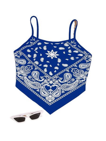 

paisley print hanky hem cami m1ae#, White