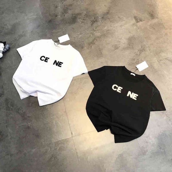 

factory direct sales 55% off ce lovers towel embroidered letters simple solid color men and women loose casual versatile round neck cotton s, White