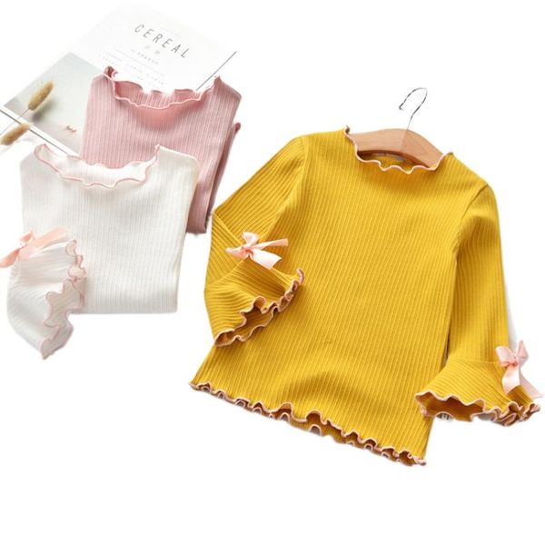 T-shirts Kinder Kleidung T-shirt Frühling Herbst Langarm Rundhals T-shirt Baby Mädchen Bottoming Shirt Rosa Casual Tops Kind T-shirtT-sh