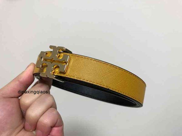 

designer belts luxury burbry tb gold square buckle black with multi-color narrow thin belt women's leisure belt available on both sides, Black;brown