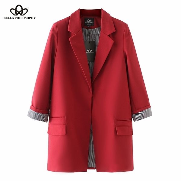 

autumn winter women full sleeves casual blazer ladies plus size outwears single breasted long jacket 210519, White;black