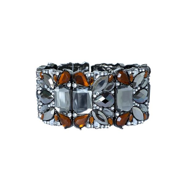 

bangle exaggerated personality wide bracelet women's big gem sparkly bracelet, Black