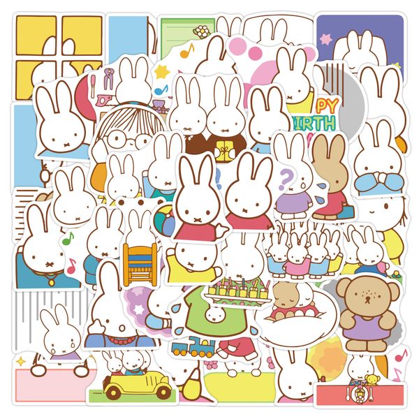 

50pcs lot cute rabbit car stickers pack for water bottle kids toys diy refrigerator phone luggage helmet lapwaterproof