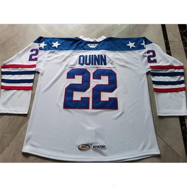 

c2604 uf custom hockey jersey men youth women vintage ahl rochester americans jason peterka 77 jack quinn 22 rare size s to 6xl or any name, Black