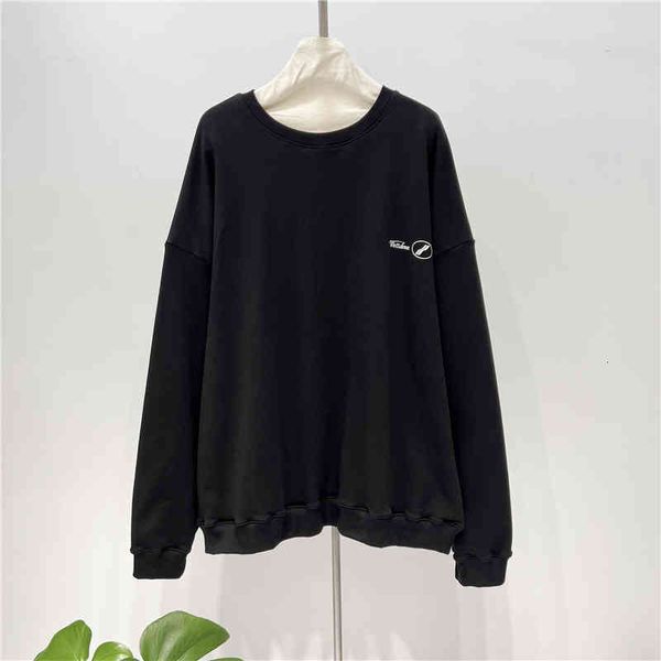 

women's tshirt d spring korean terry cotton printed round neck pullover loose couple men's and women's sweater top, White
