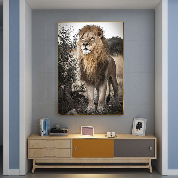 Animal Wild Animal África Lion Canvas Arte Posters e impressões de Cuadros Decoração de casa Arte da parede Imagem para sala de estar