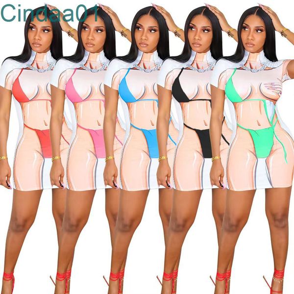 

designer womens casual dresses nightclubwear art bikini painting personalized print dress, Black;gray