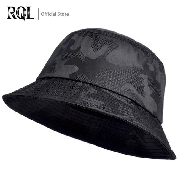 

mens bucket hat sun doublesided panama black camouflage bob man hiking fisherman hip hop cap cotton male fishing hat 220526, Blue;gray