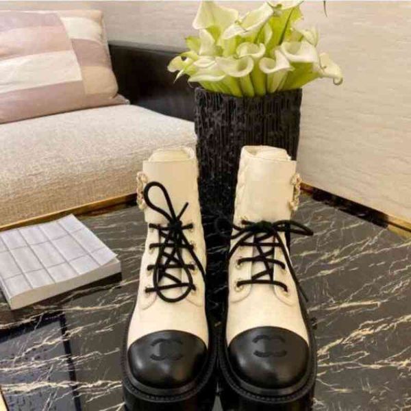 

ankle boot women's designer luxury martin desert boots 100% genuine leather quilted lace-up winter shoes rubber lug sole with box 40w3, Black