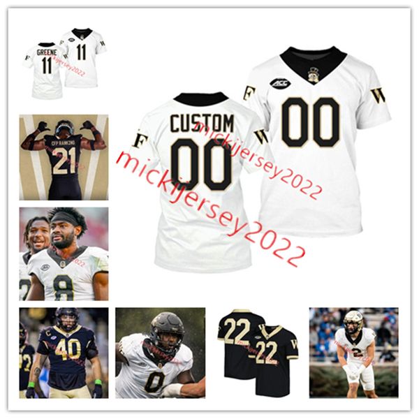 

wake forest football jersey custom stitched mens caelen carson horatio fields zach vaughan dez williams elijah hall andre hodge wake forest, Black