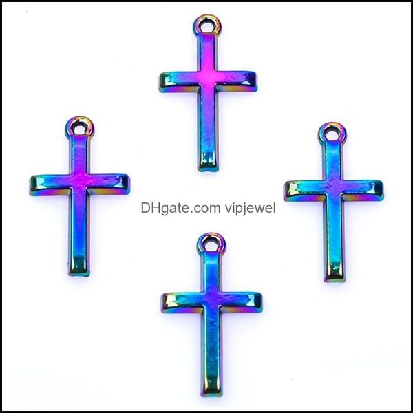 

charms jewelry findings components 10pcs/lot 24x14mm rainbow color cross pendant alloy floating fit for necklace bracelet locketcharms dro, Bronze;silver