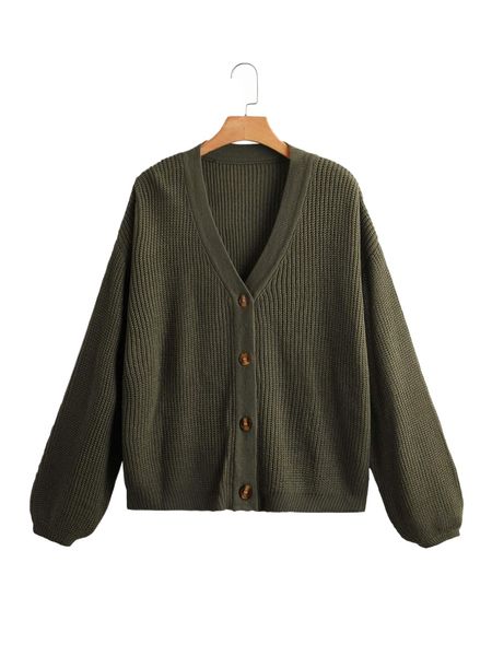 

v-neck drop shoulder cardigan f3jw#, White;black