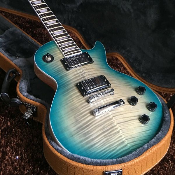

green grey tiger patch leather standard electric guitar