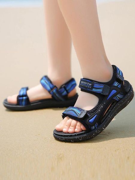 

boys patch decor sports sandals she, Black;red