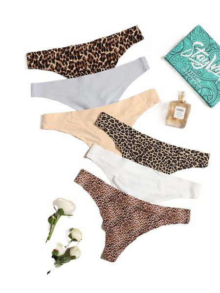 

6pcs leopard thong sports briefs r5fo#, Black;white