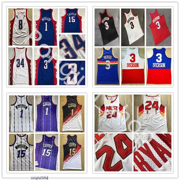 itchell e Ness Basketball Maglie 2003 2004 All Tracy Star 1 McGrady Vince 15 Carter Retro Hardwoods Allen 3 Iverson Jersey Maglie taglia uomo