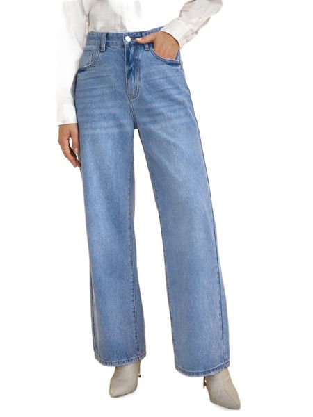 

frenchy high waist light wash wide leg jeans h3rp#, Blue
