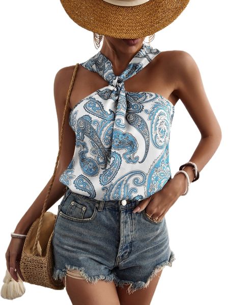 

paisley print tank t1zi#, White