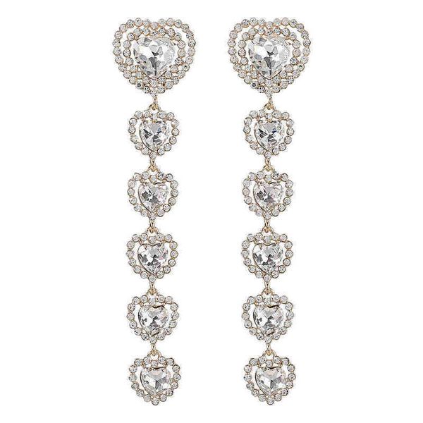 

charm new luxury shiny rhinestone heart shaped pendant women earrings dinner wedding fashion statement jewelry accessories 220726, Golden