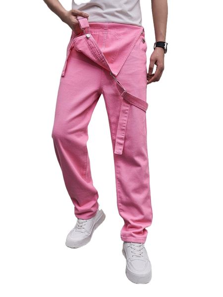 

men patched pocket denim overalls j74x#, Blue