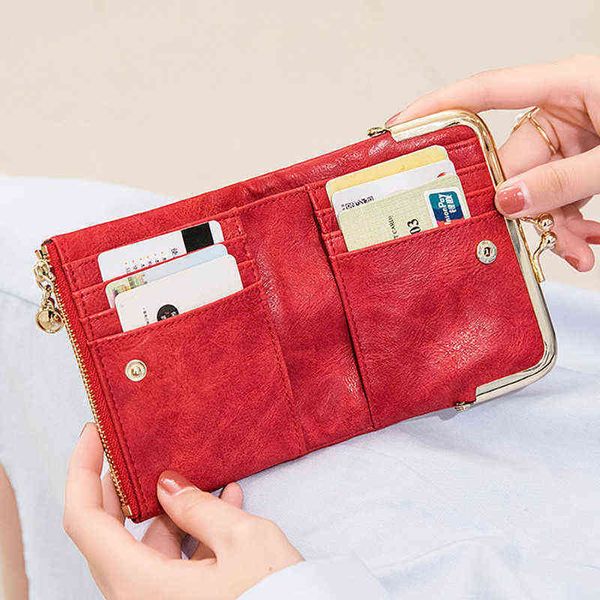 

wallets women wallet brand 2022 coin s leather mini small cardholders female purse high 220627, Red;black