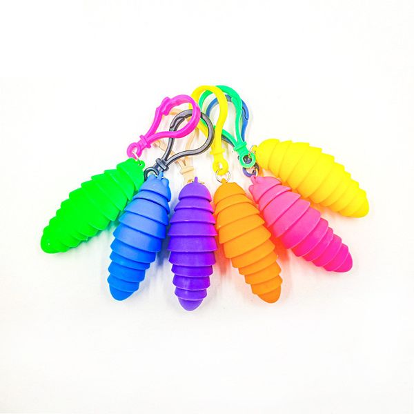 Fidget Toy Slugs Articulated Flexible 3D Slug Keychain Joints Curled Stress Relief Anti-Angst Sensory Toys For Children Aldult FREE By Epack Y03