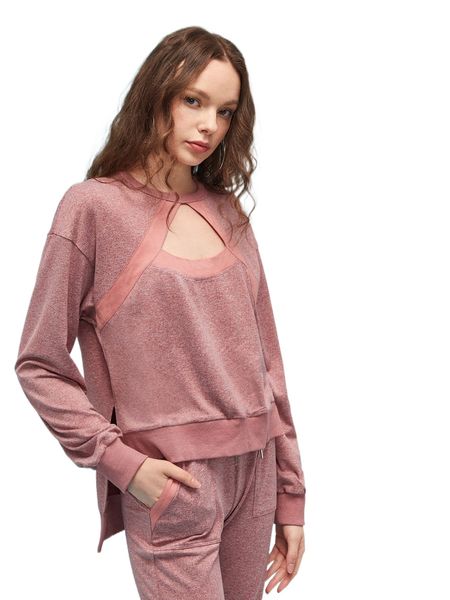 

x marcia mancuso cut out drop shoulder high low slit hem sweatshirt s7jy#, Black