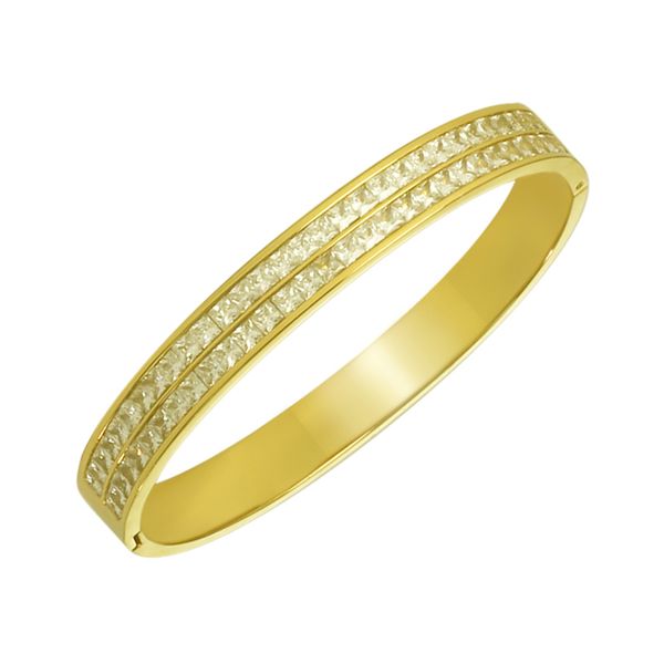 

women's bracelets designer luxury full diamond stone bangle stainless steel fashion jewelry with diamonds bling stylish modern accessor, Black