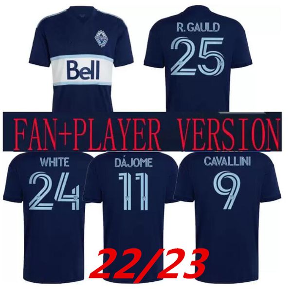 

2022 vancouver mls whitecaps soccer jerseys away home r.gauld 25 white 24 dajome 11 cavallini 9 2023 22 23 jersey football shirts fan set pl, Black;yellow
