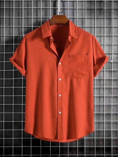 

men pocket patched shirt 40m3#, White;black