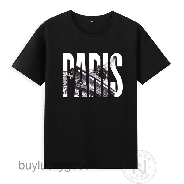 

designer bale t shirt pure cotton european and american fashion french paris eiffel tower printed short sleeved t-shirt oversized 6xl clothe, White;black