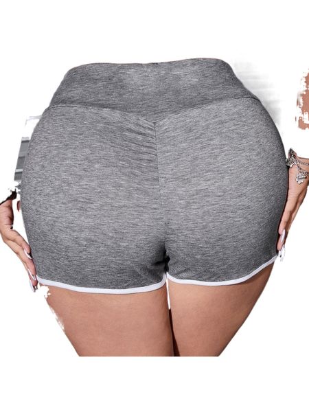 

plus contrast binding ruched detail shorts y9sd#, Black