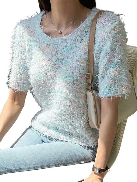 

dazy round neck fuzzy knit 94oa#, White;black