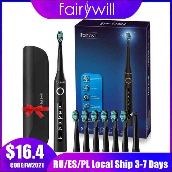 

toothbrush fairywill electric sonic toothbrush fw-507 usb charge rechargeable waterproof electronic tooth 8 brushes replacement heads 0419