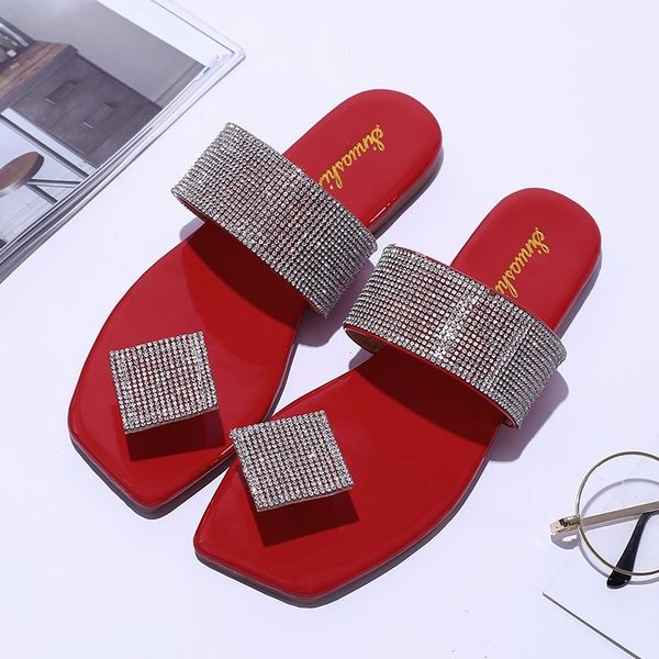 

summer women flat slippers bling slides outside holidays sandal flip flop sandals 210226, Black